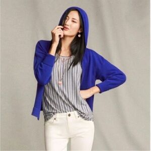 CAbi Blue Hooded Cardigan